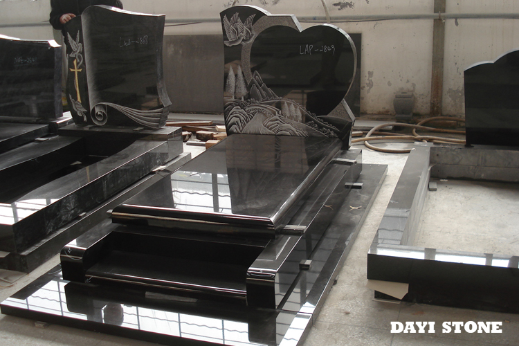 Shanxi Black Granite Headstones with Cross Shadow Carving - Dayi Stone Shanxi Black Granite Headstones with Cross Shadow Carving - Dayi Stone